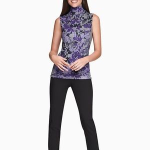 Calvin Klein Mock Neck Ribbed Top